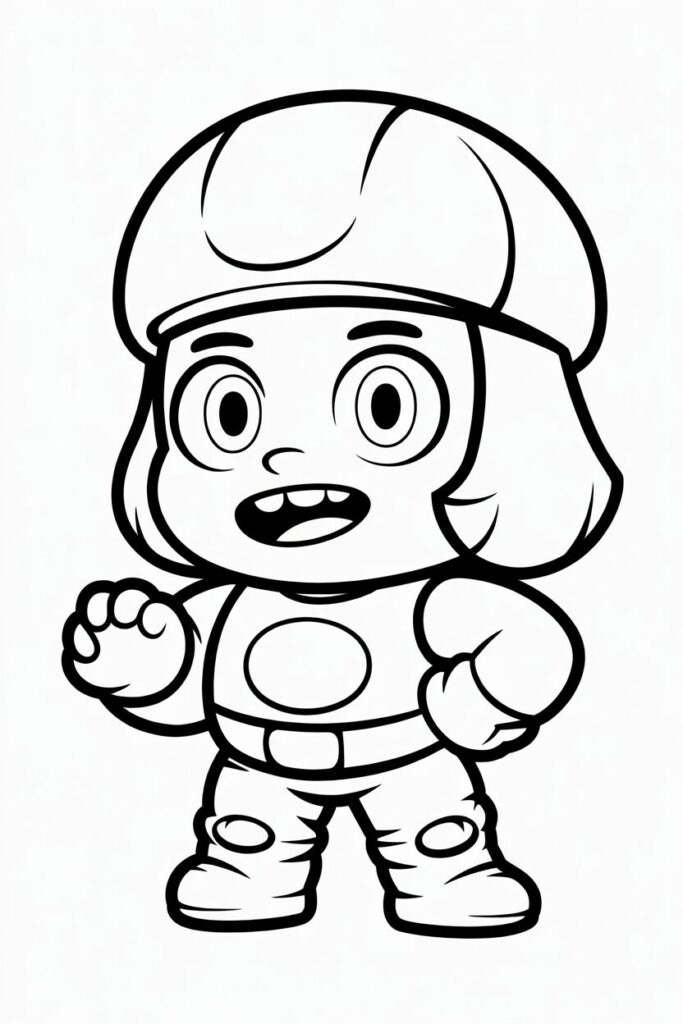 Brawl Stars pagina da colorare personaggio con tuta e casco