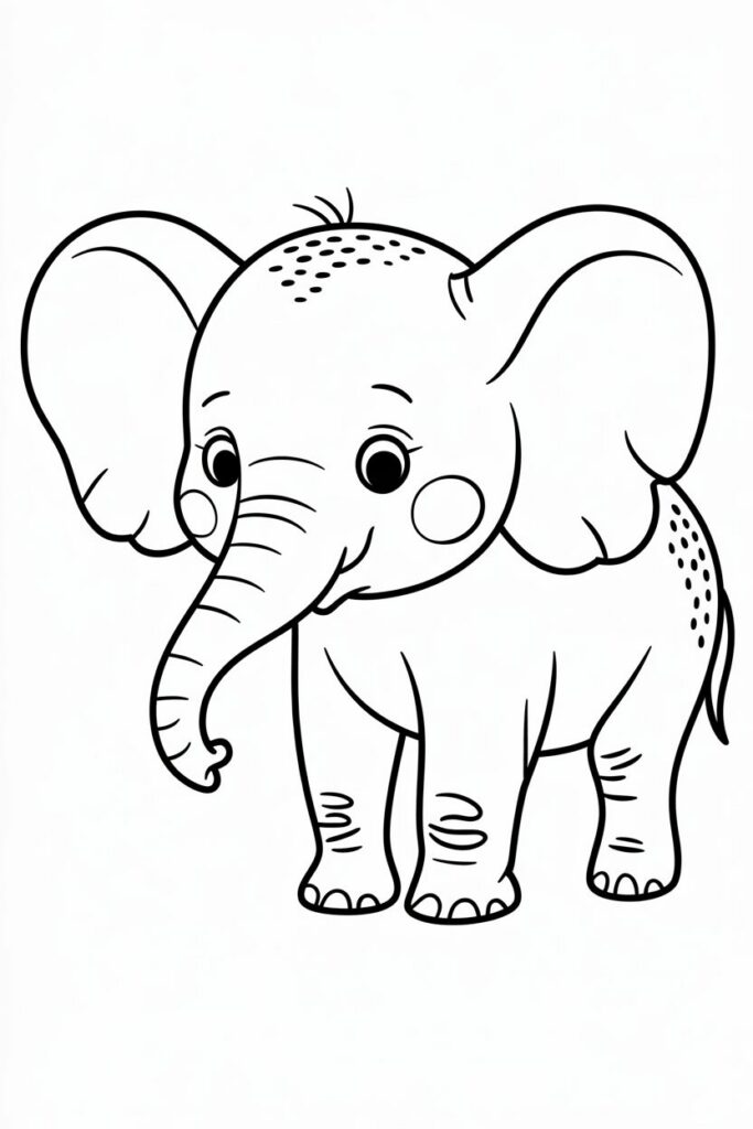 Disegno di un elefantino dolce da colorare per bambini