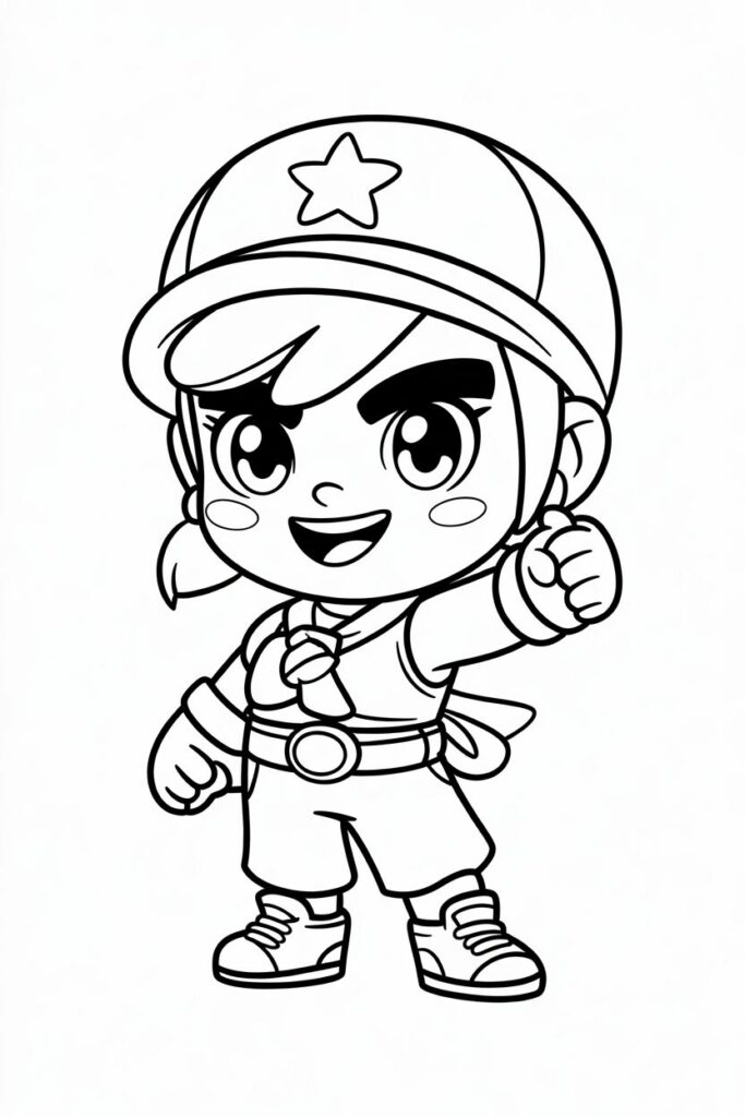 Brawl Stars personaggio da colorare con cappello e stella