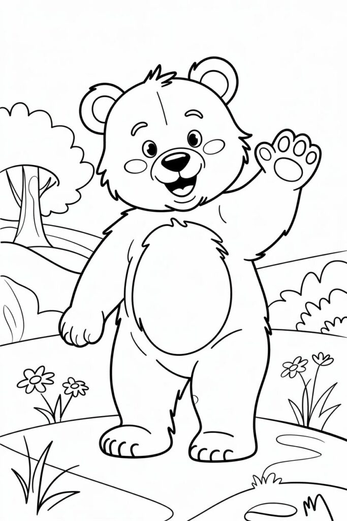 Disegno di un orsetto carino da colorare per bambini