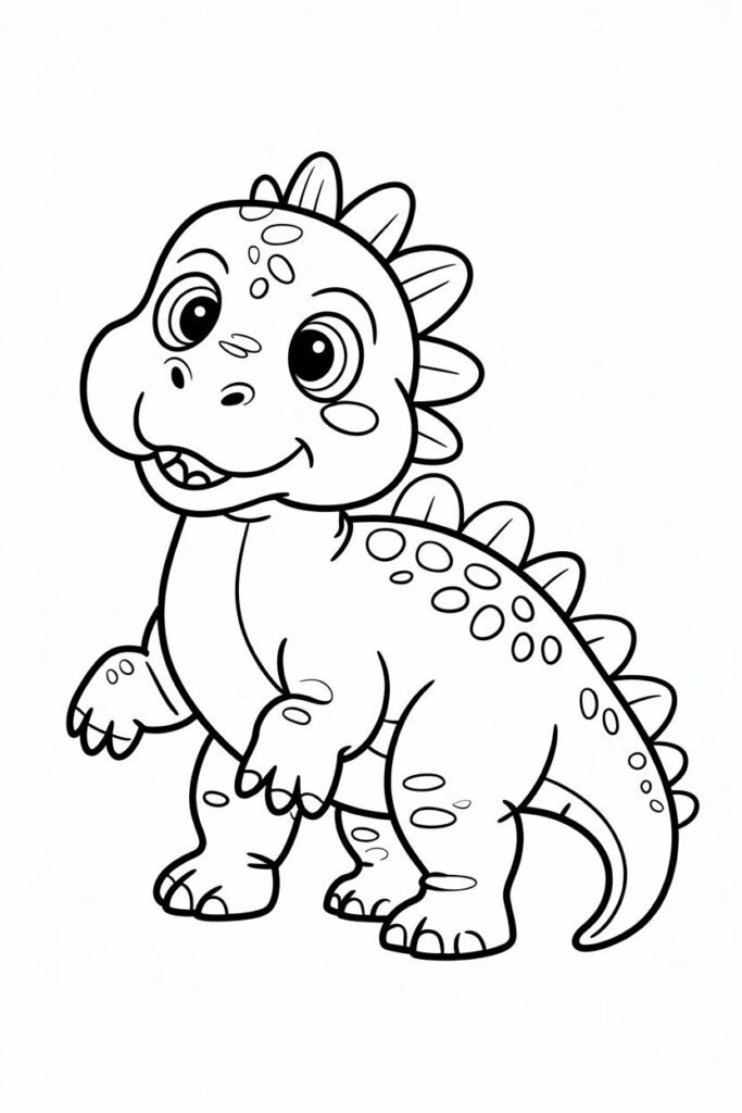 Baby dinosauro con piastre sulla schiena da colorare, disegno semplice per bambini